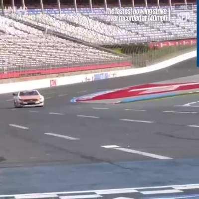 The fastest bowling strike ever recorded at 140 mph