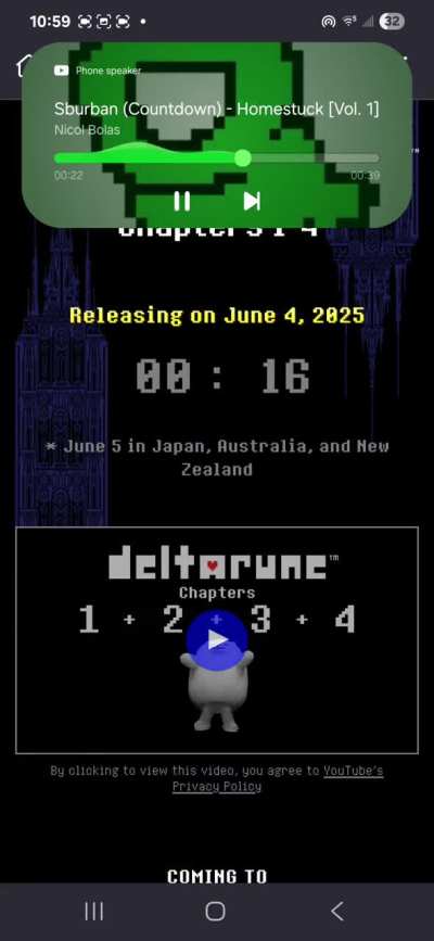 syncing the release with sburban countdown from homestuck