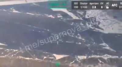 A Russian armor column attempting another assault towards Avdiivka getting hit by Ukrainian artillery this morning