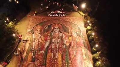 Portrayal of Sita ram & lakshman with 1 lakh diyas