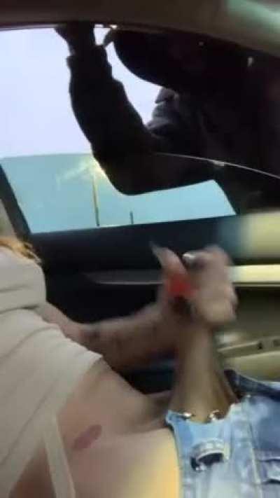 Curious Stranger Watching Tgirl Jerking Off in Car