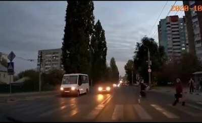 Scared the hell out of me, always be aware of pedestrians.