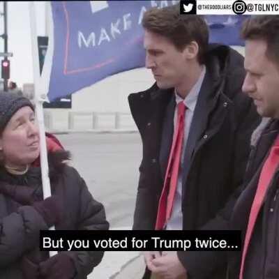 Asked about voting fraud, Trump supporter says she voted twice for him in 2016. 