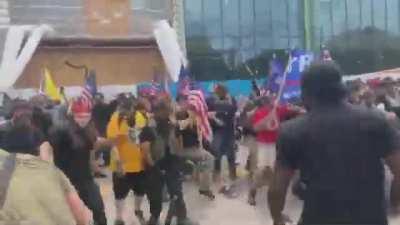 Antifa and BLM try attack peaceful proud boys march - kalamazoo, Michigan 2020
