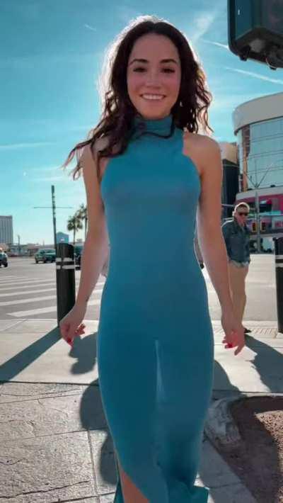 You can see her pussy lips dancing too