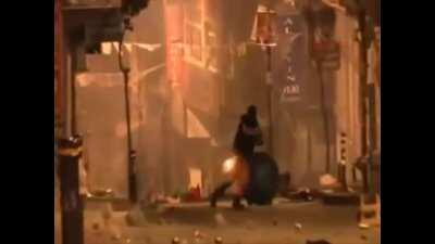 To throw molotov at police