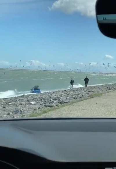 If you forget to pull the handbrake before you get out of the car.