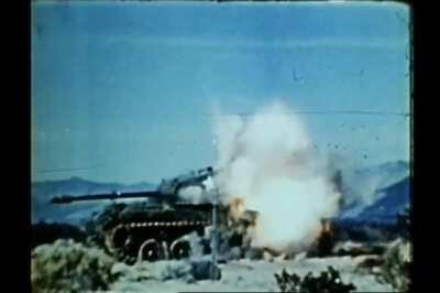 23 tons of M41 Walker Bulldog shunted sideways by the impact of an inert Bullpup missile during testing in the late 1950s