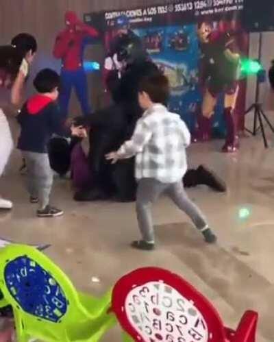 Three superheroes just watching...