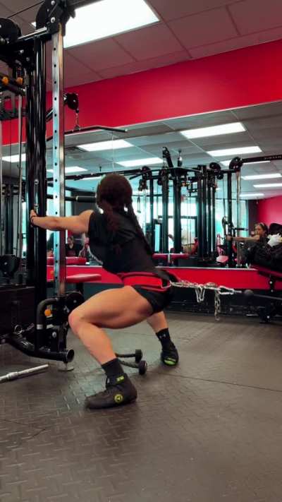 Vertical thrusts. A cable option to do vertical lunges thrusts or hip thrusts