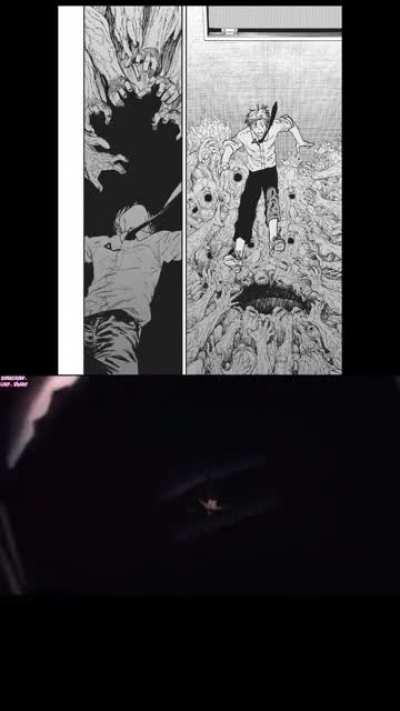 Denji jumps inside Eternity Devil (Manga vs Anime comparison)