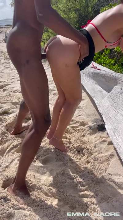 Taking bbc on beach