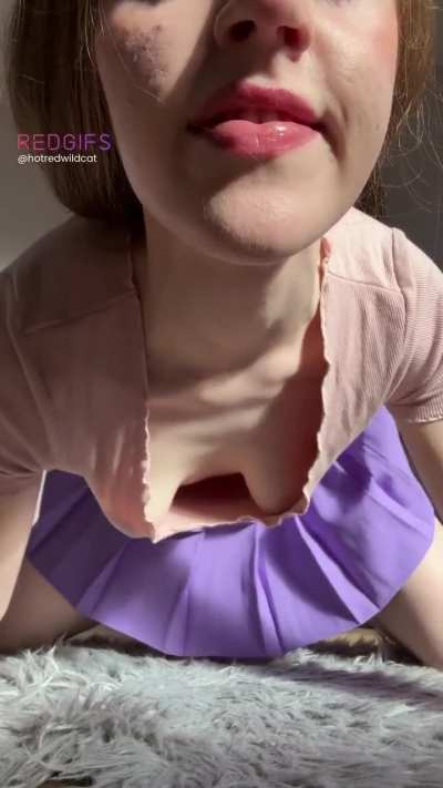 I hope you'll want to look under my skirt often when you see that I don't have a bra under it 🥰