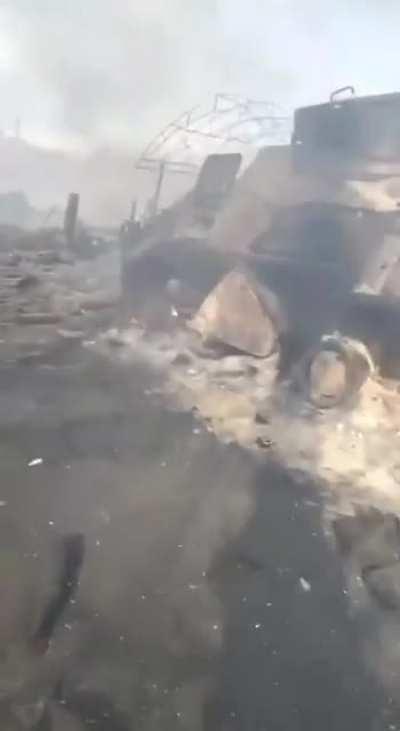 Bucha. Completely annihilated column of Russian invaders, marked with V. Probably Kadyrov troops ( not confirmed )