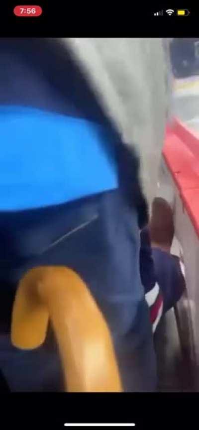 Man breaking up fight in the crowd at NHL game falls down stairs and smashes head