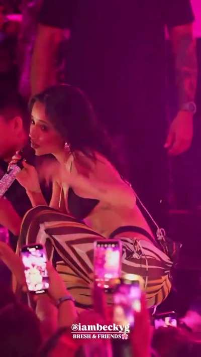 Becky on stage at BRESH performing in Ibiza, Spain (7/5/2025)