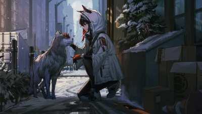 Texas and the wolf (Arknights) [1920 x 1080]