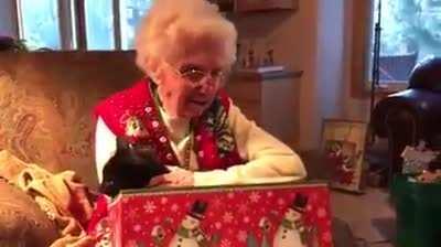 Grandma recieves black cat