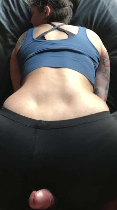 He couldn’t help but grind his cock and cum on my yoga pants before I went to the gym