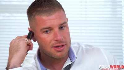 Busty Bombshell Brooklyn Blue Blows Banker & Rides His Schlong