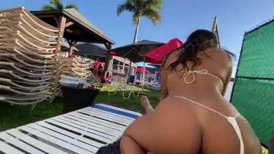 I rode a dick in the middle of resort while the workers were at the bar watching