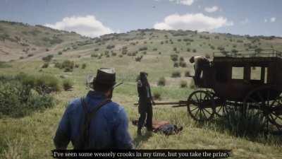 Gotta love it when Generic Outlaw #25 thinks he can square up to Arthur