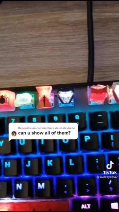 Set of Marvel themed keycaps I made with my girlfriend