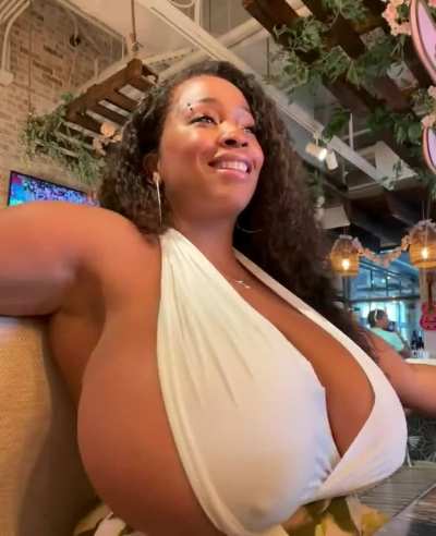 Gigantic black tiddy nipslip