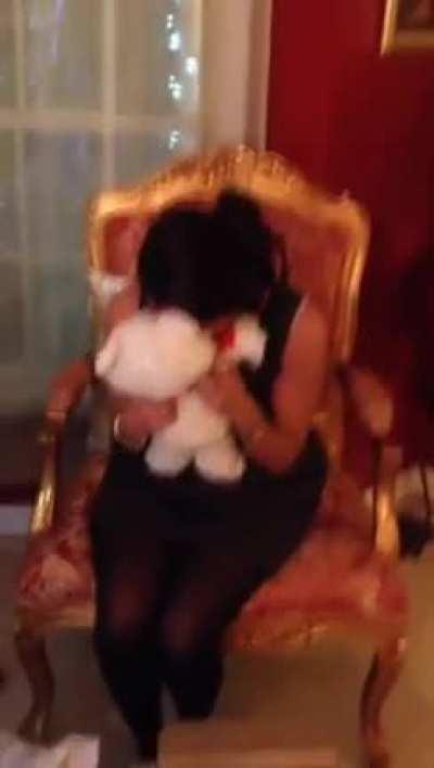 Gifting his wife her long lost childhood teddy bear