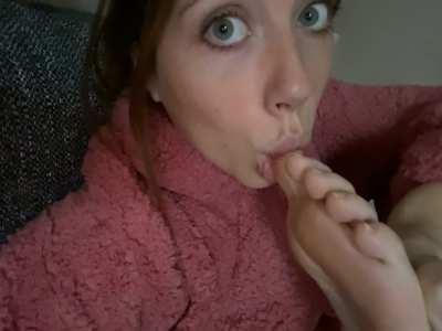 Fluffy onesie, spitty toes.