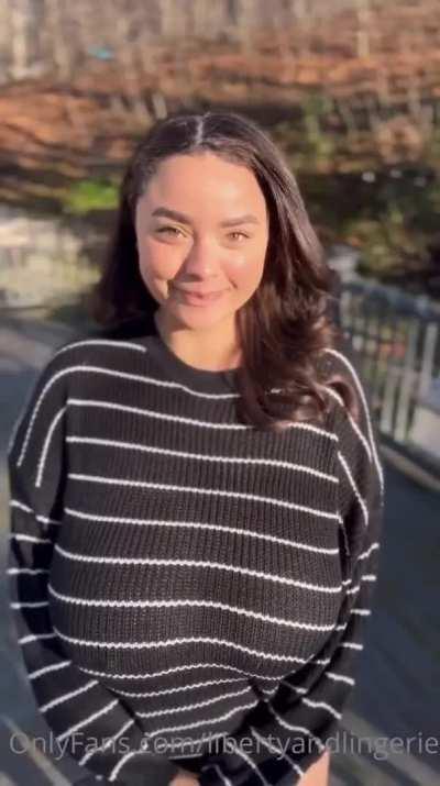 Gorgeous gal with the huge reveal