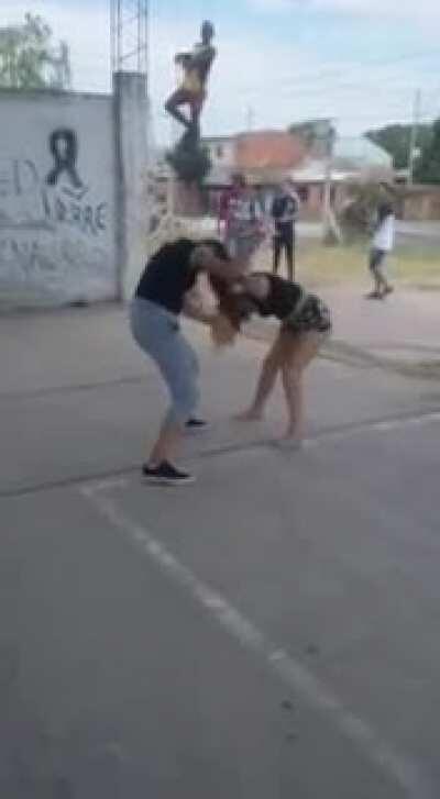 Laferrere, Buenos Aires, Argentina. Two girls from the hood fight over a man