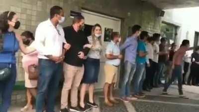 Conservative christians protest and yell 