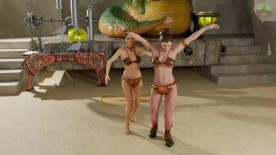 Princess Leia and Padme Amidala dancing for Jabba the Hutt (Pornunga34)