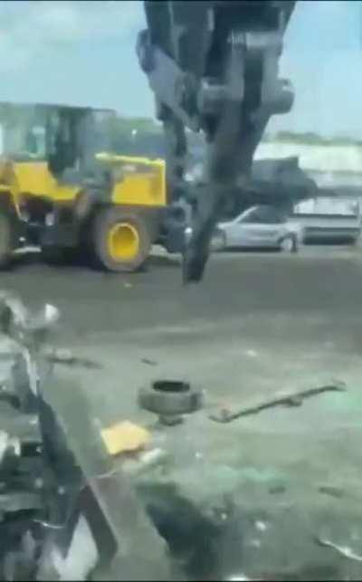 Violently disassembling a car