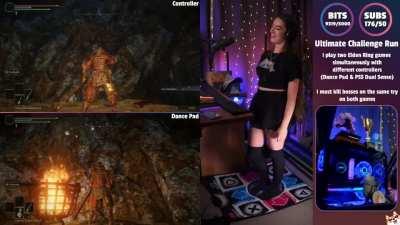 Twitch streamer @MissMikkaa has taken Elden Ring to a whole new level, as she is now playing one game on PS5 and another on her dance pad... at the same time