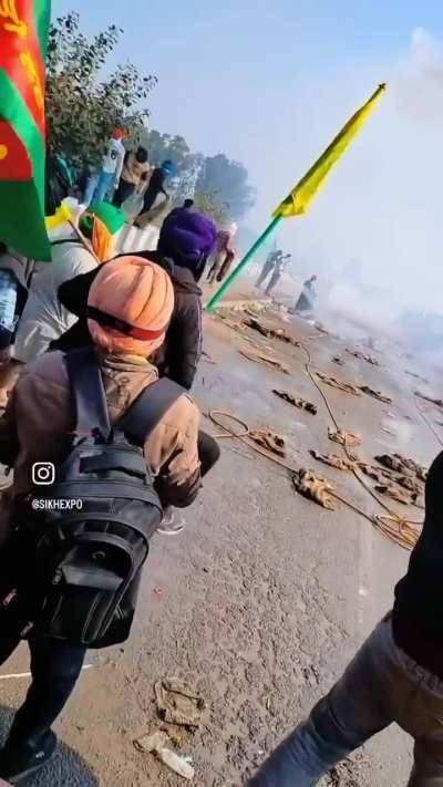 A clip from the farmers protests in India. Farmers are heading towards Delhi, India’s capital, but the police have blocked them from entering the city