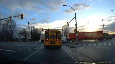Truck almost turns a cyclist into swiss cheese