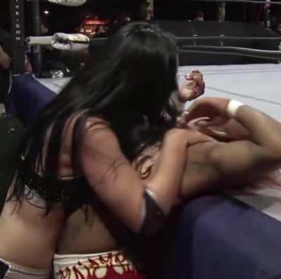 Priscilla Kelly licking and groping Kiera Hogan.