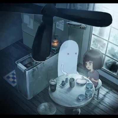 A ghost helps a girl make lunch [Aihara Fu]