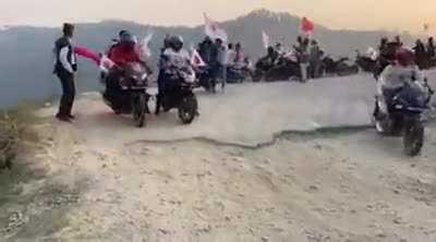 Bike falls from hill, Nepal(no more context found)