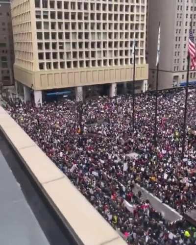 The ‘Hands Off’ protest in downtown Chicago against the Trump administration and Elon Musk–led policies
