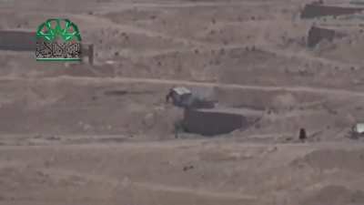 Syrian Rebels target SAA vehicle with a Kornet ATGM in the Qalamoun Mountains, Rif Dimashq, Syria (May 4, 2014)