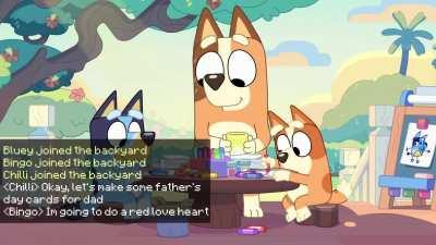 Bluey but with minecraft chat