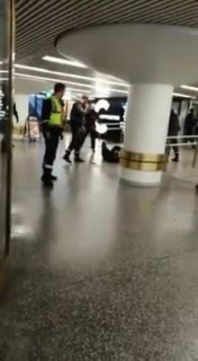 Finnish security dealing with a knife wielding maniac