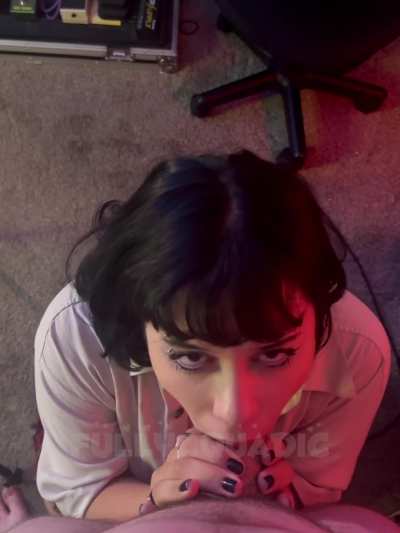 Taking his cock as deep as it can go