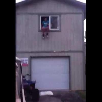 Jumping out the window of the second floor and thinking a pillow will break your fall