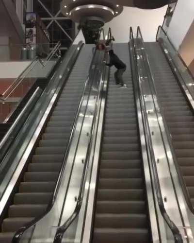 A quicker way to go down the escalator