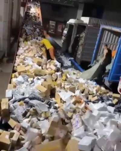 Package sorting center in China