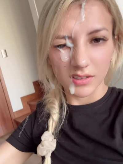 My BF loves it when I go back to him with my face covered with other man's cum, he loves the taste of cum when he he kisses me and turns him on everytime. Which usually leads to another load on my cumslut face.